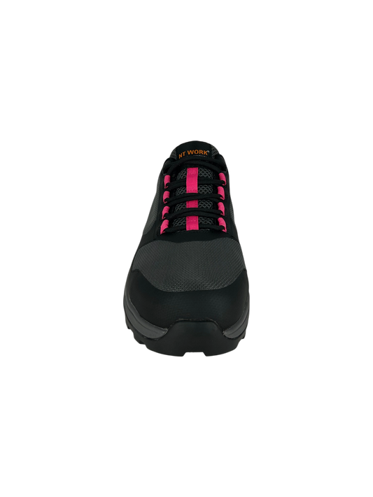 NT Work® Women's Hernley Charcoal/Pink Safety Alloy Toe ESD Athletic Work Shoe