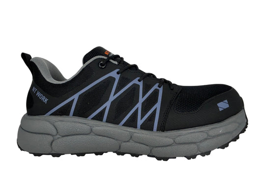 NT Work® Men's Charlie Black/Dark Grey Safety Alloy Toe Athletic Work Shoe