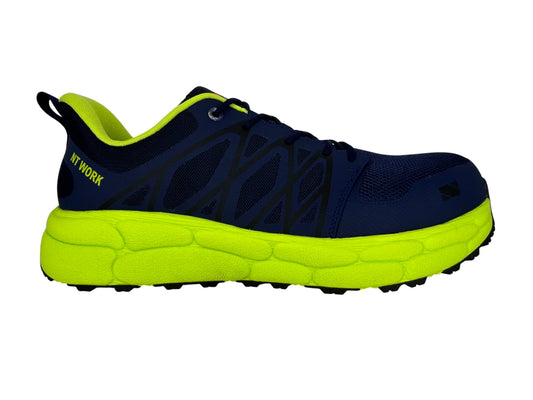 NT Work® Men's Charlie Navy/Yellow Safety Alloy Toe Athletic Work Shoe