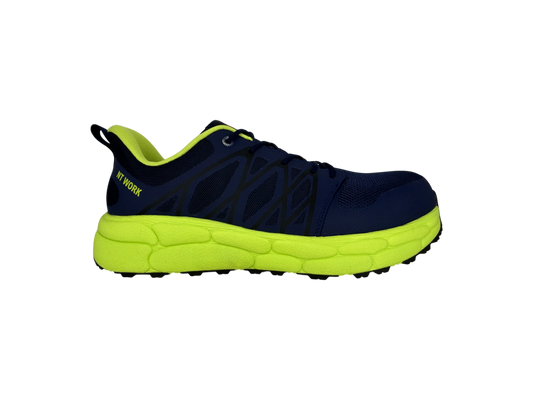 NT Work® Men's Charlie Navy/Yellow Safety Alloy Toe Athletic Work Shoe