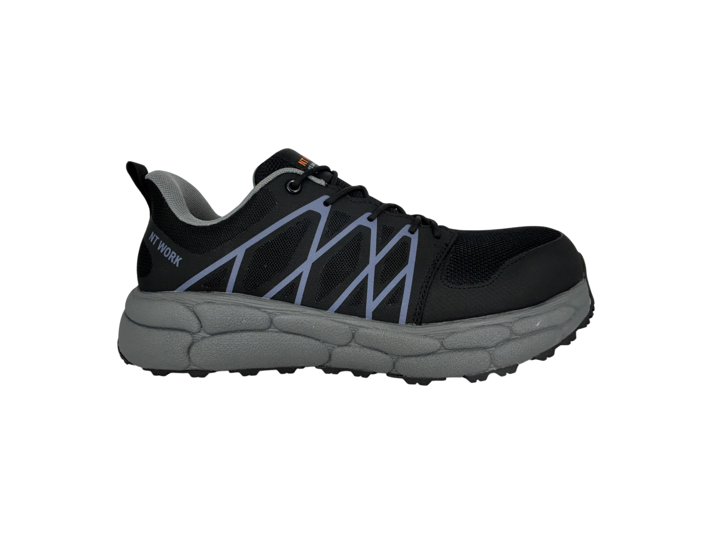 NT Work® Men's Charlie Black/Dark Grey Safety Alloy Toe Athletic Work Shoe