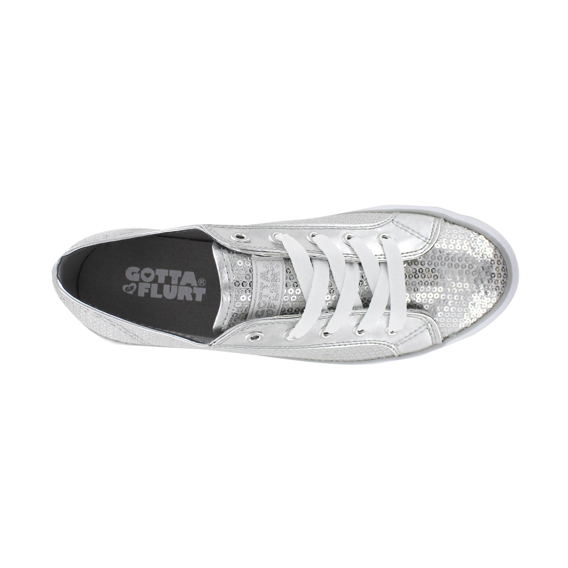 Gotta Flurt Women's Disco II Silver Sequin Dance Sneaker.