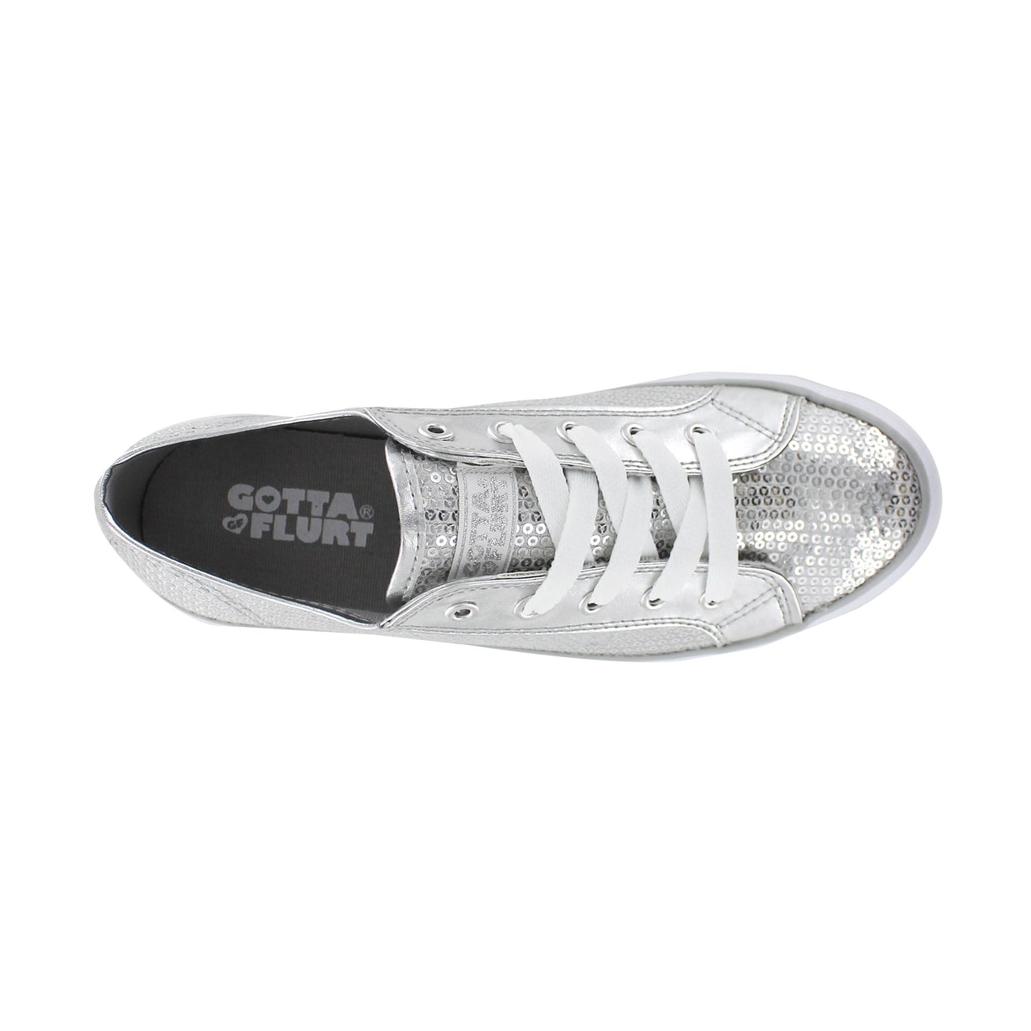 Gotta Flurt Girl's Disco II Silver Sequin Low Top Dance Sneaker