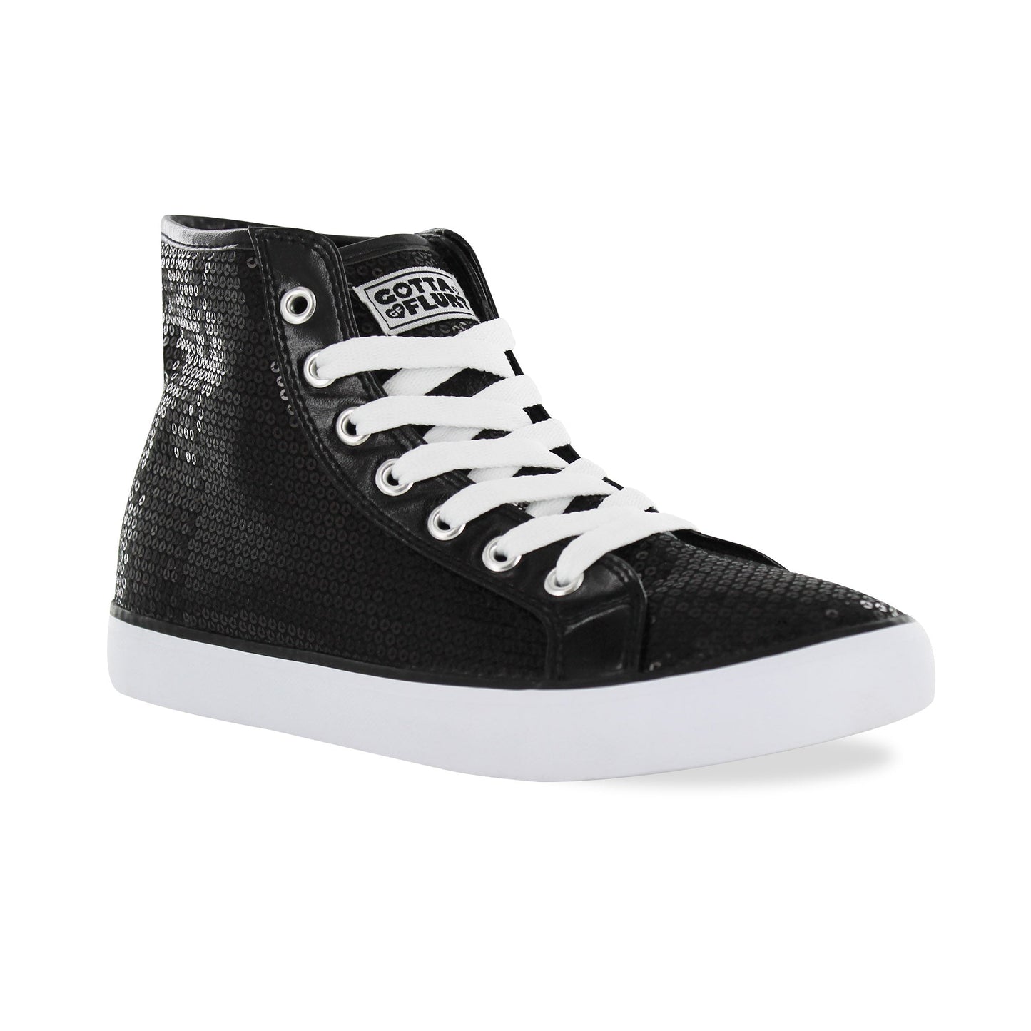 Gotta Flurt Women's Disco II Hi Black Sequin Dance Sneaker.