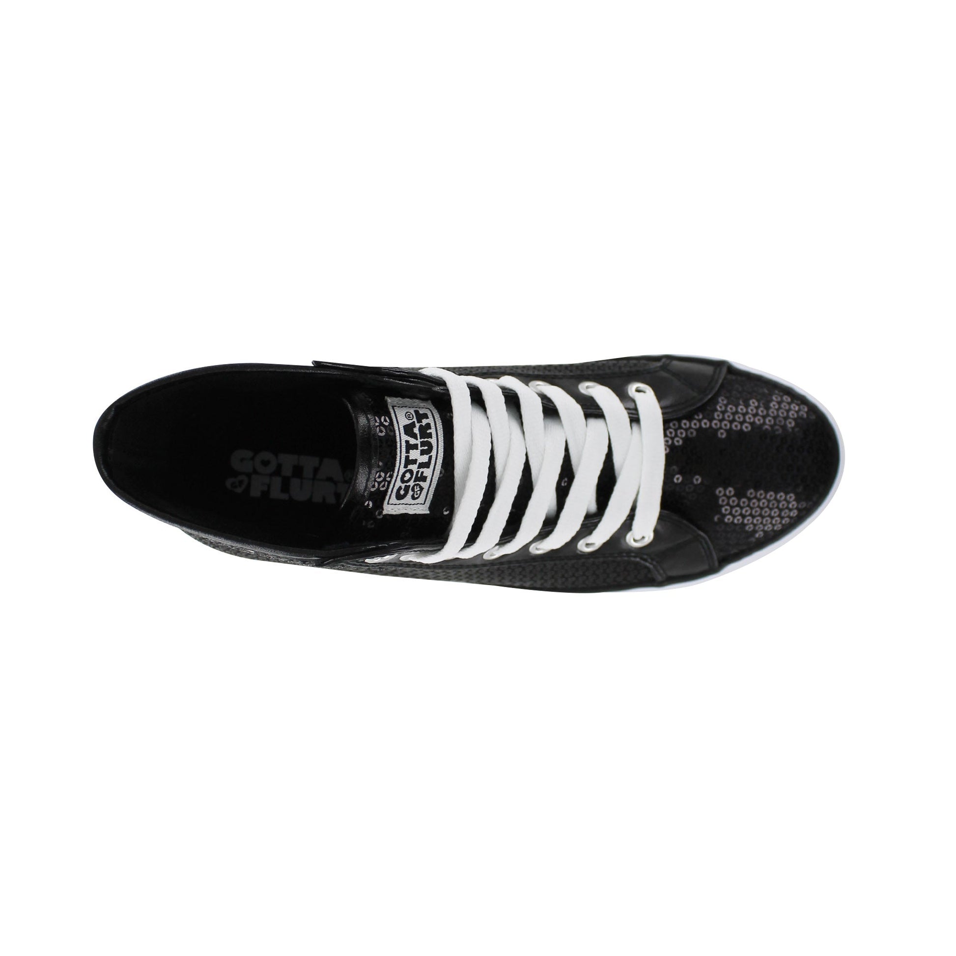 Gotta Flurt Women's Disco II Hi Black Sequin Dance Sneaker.