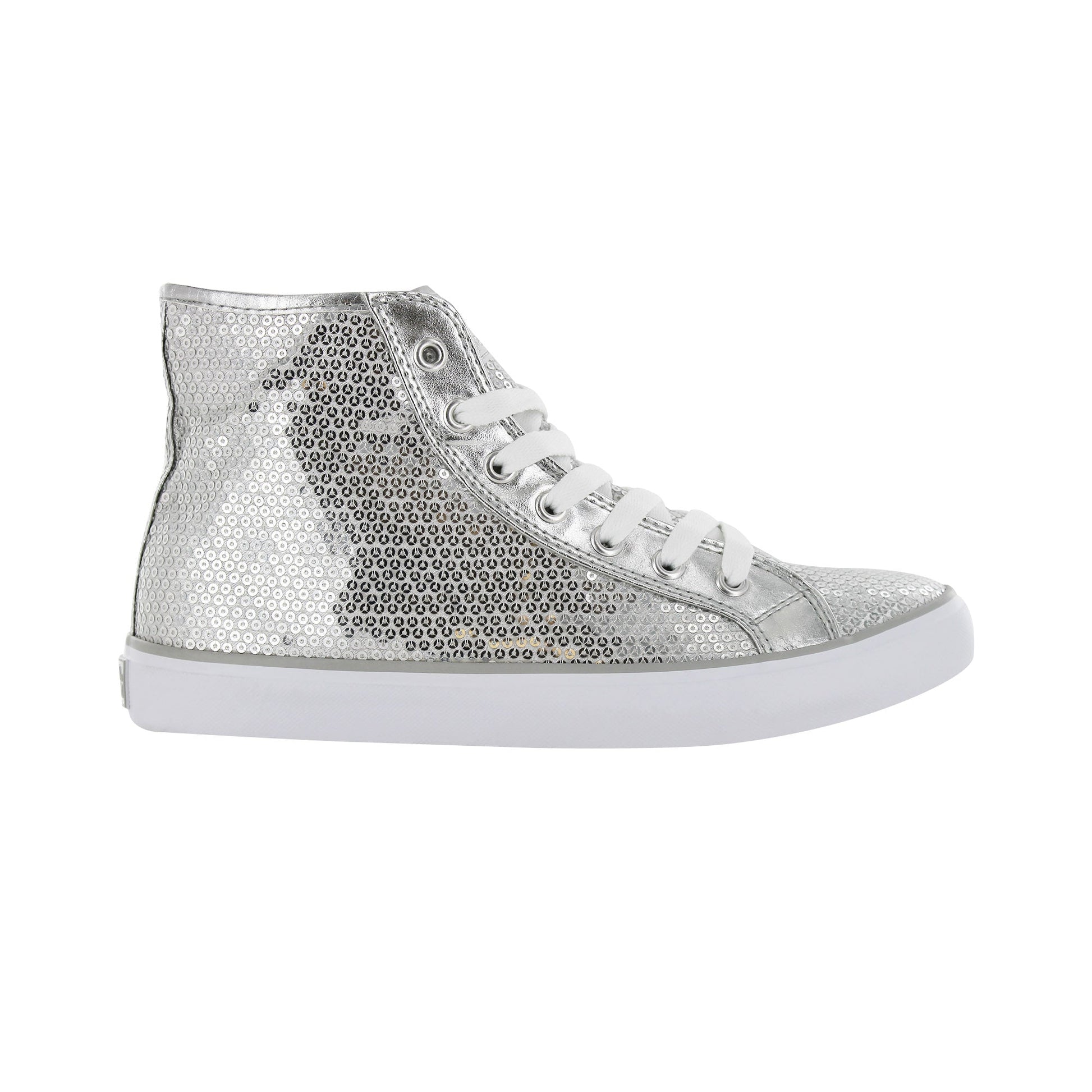 Gotta Flurt Women's Disco II Hi Silver Sequin Dance Sneaker.