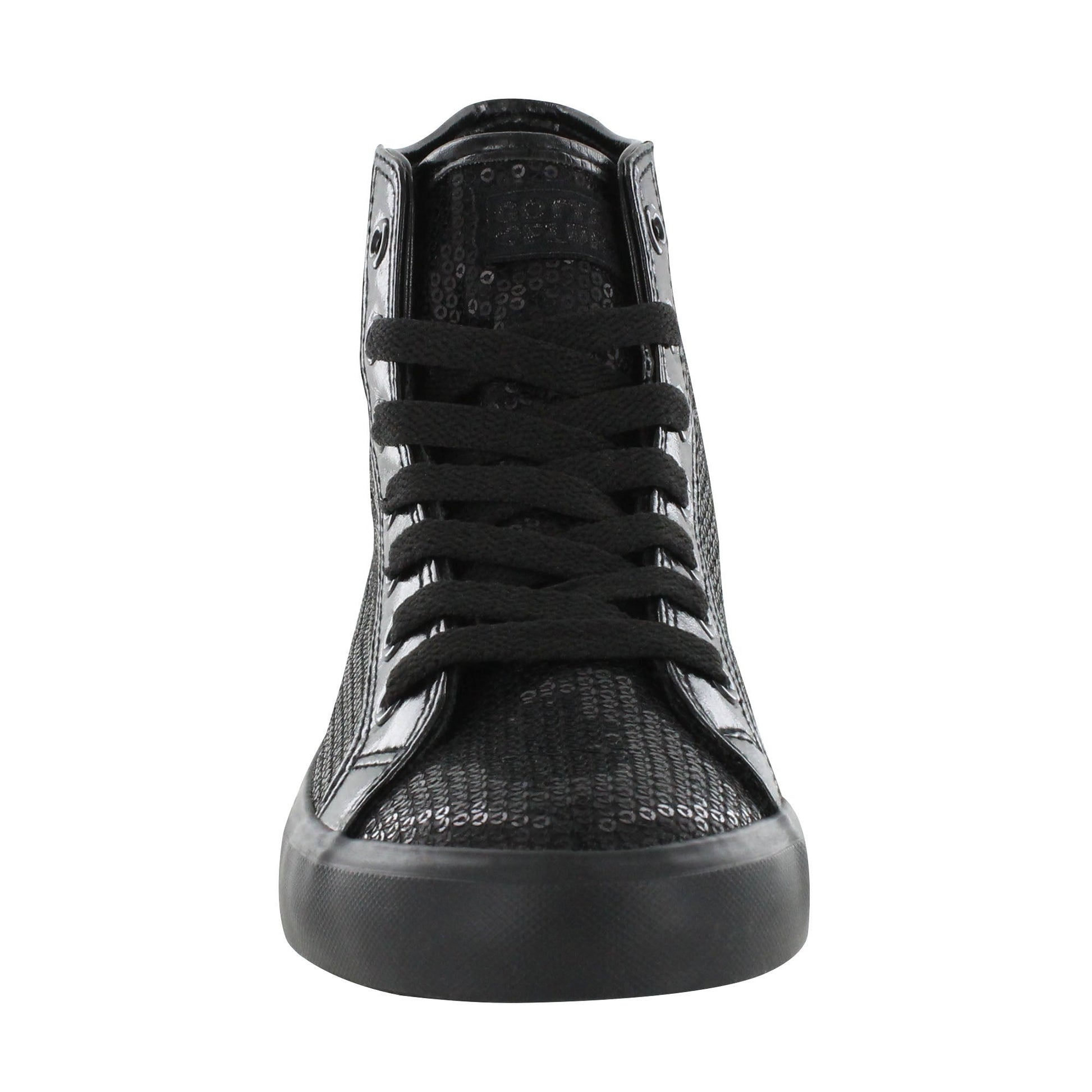 Gotta Flurt Girl's Disco II Hi Black/Black Sequin Dance Sneaker.