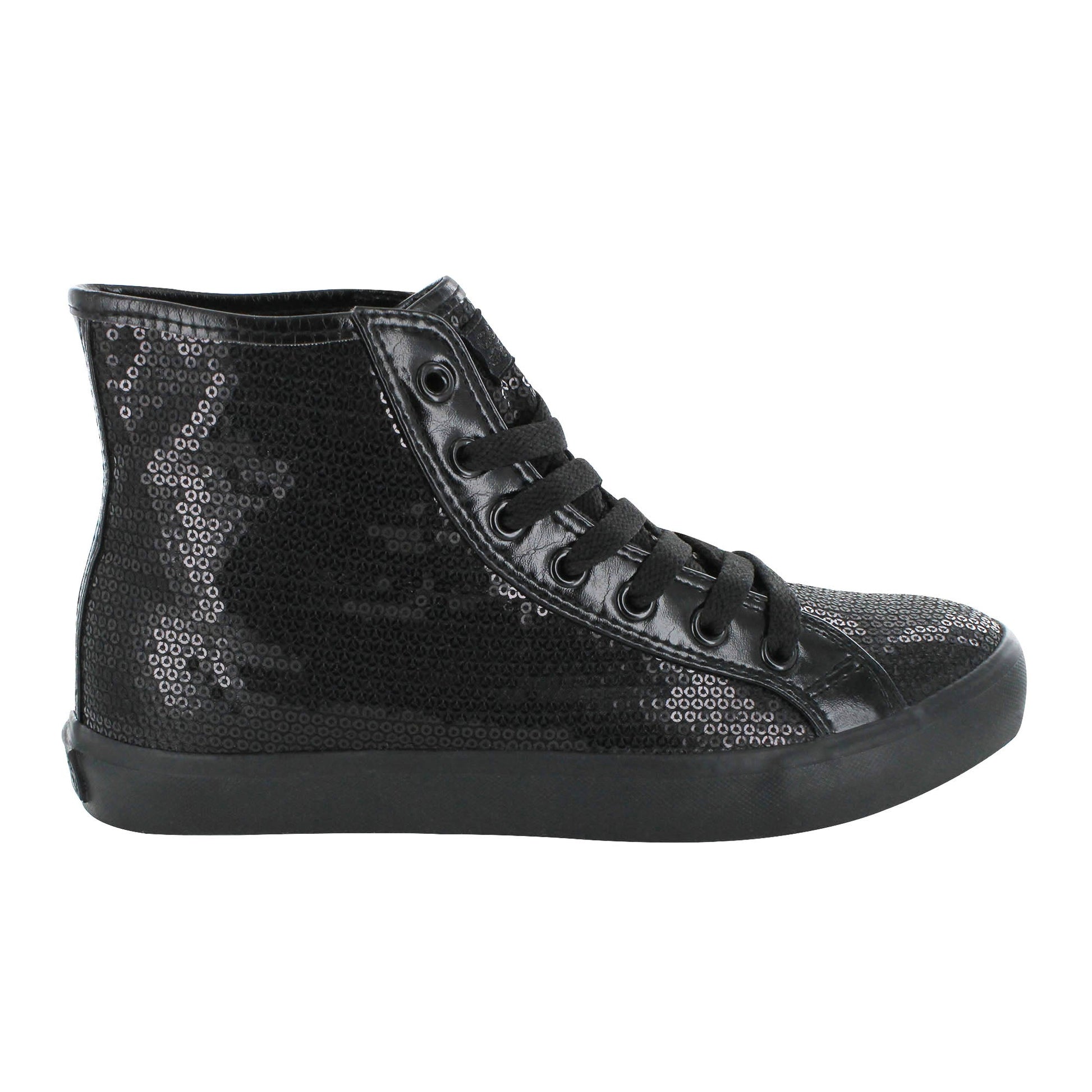 Gotta Flurt Girl's Disco II Hi Black/Black Sequin Dance Sneaker.