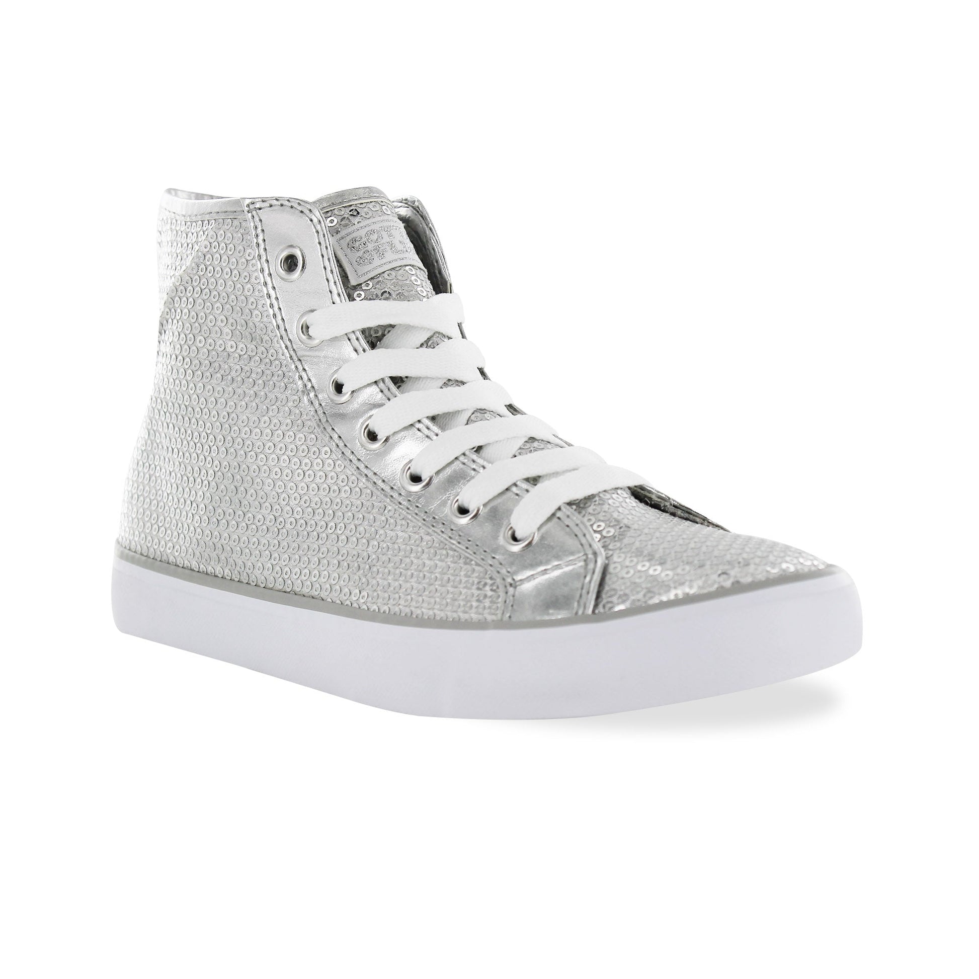 Gotta Flurt Girl's Disco II Hi Silver Sequin Dance Sneaker.