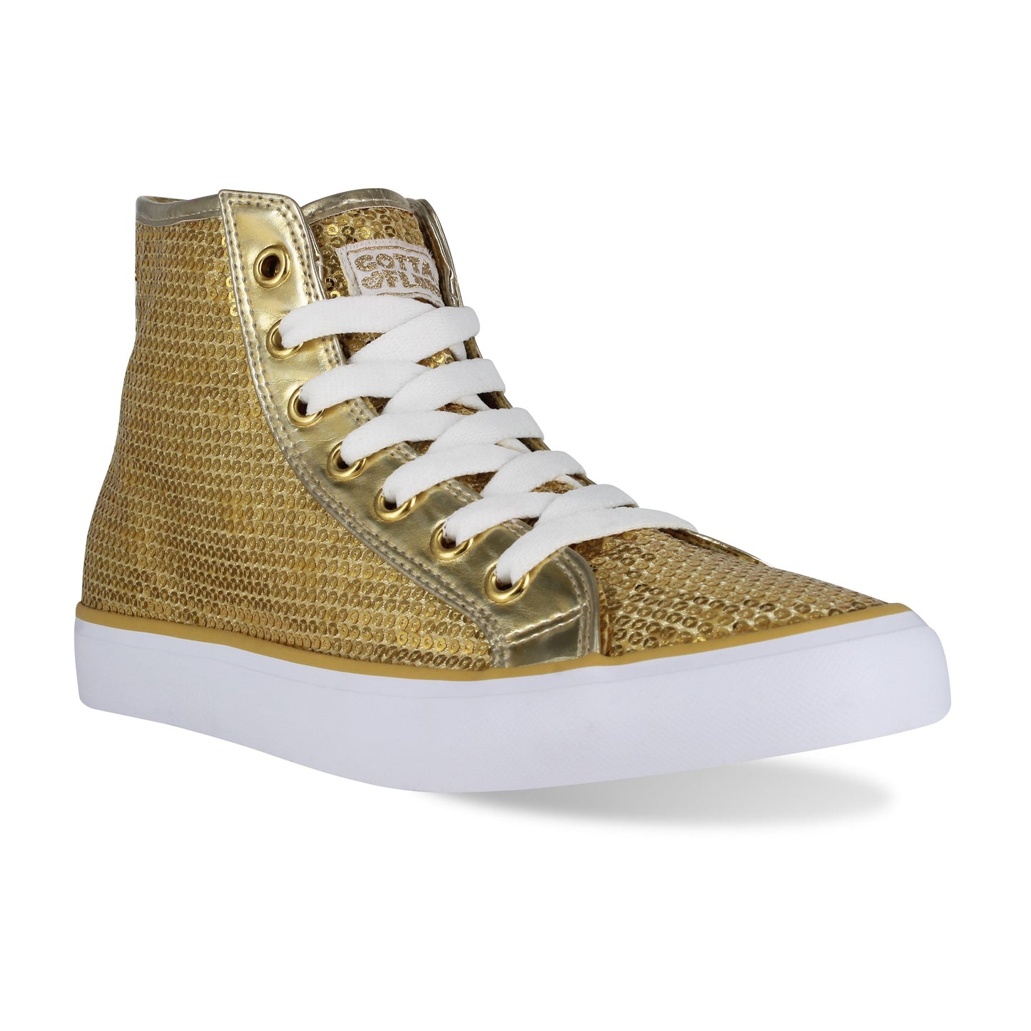 Gotta Flurt Women's Disco II Hi Gold Sequin Dance Sneaker.