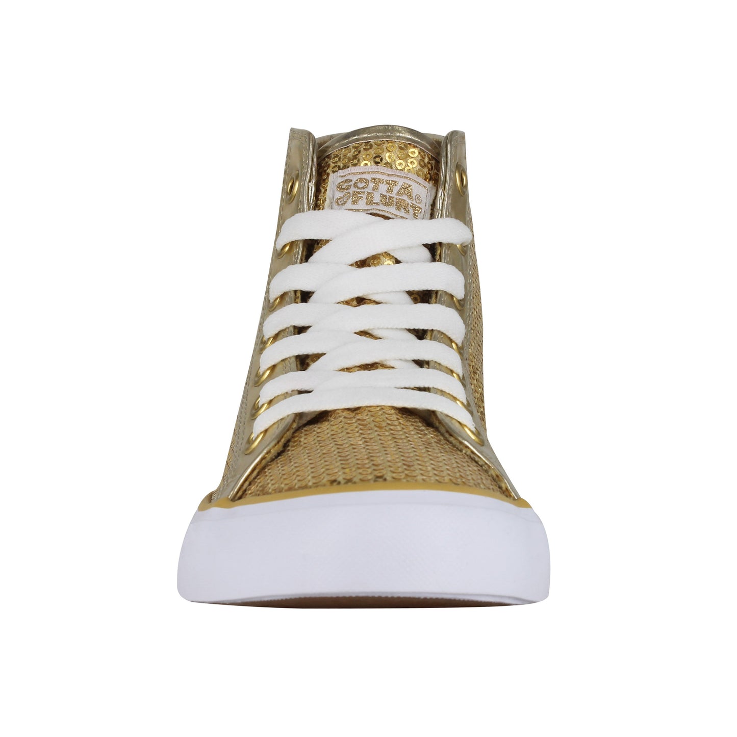 Gotta Flurt Women's Disco II Hi Gold Sequin Dance Sneaker.