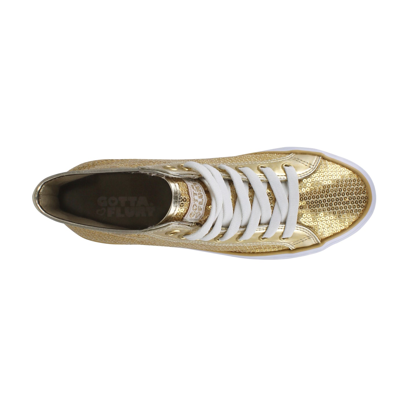 Gotta Flurt Women's Disco II Hi Gold Sequin Dance Sneaker.