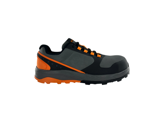 NT Work® Men's Fallon Charcoal/Orange Safety Alloy Toe ESD Athletic Work Shoe
