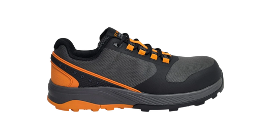 NT Work® Men's Fallon Charcoal/Orange Safety Alloy Toe ESD Athletic Work Shoe