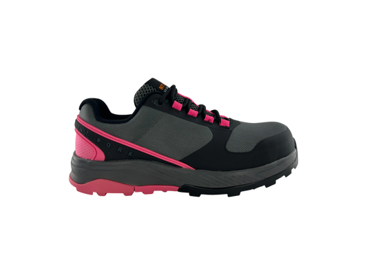 NT Work® Women's Hernley Charcoal/Pink Safety Alloy Toe ESD Athletic Work Shoe