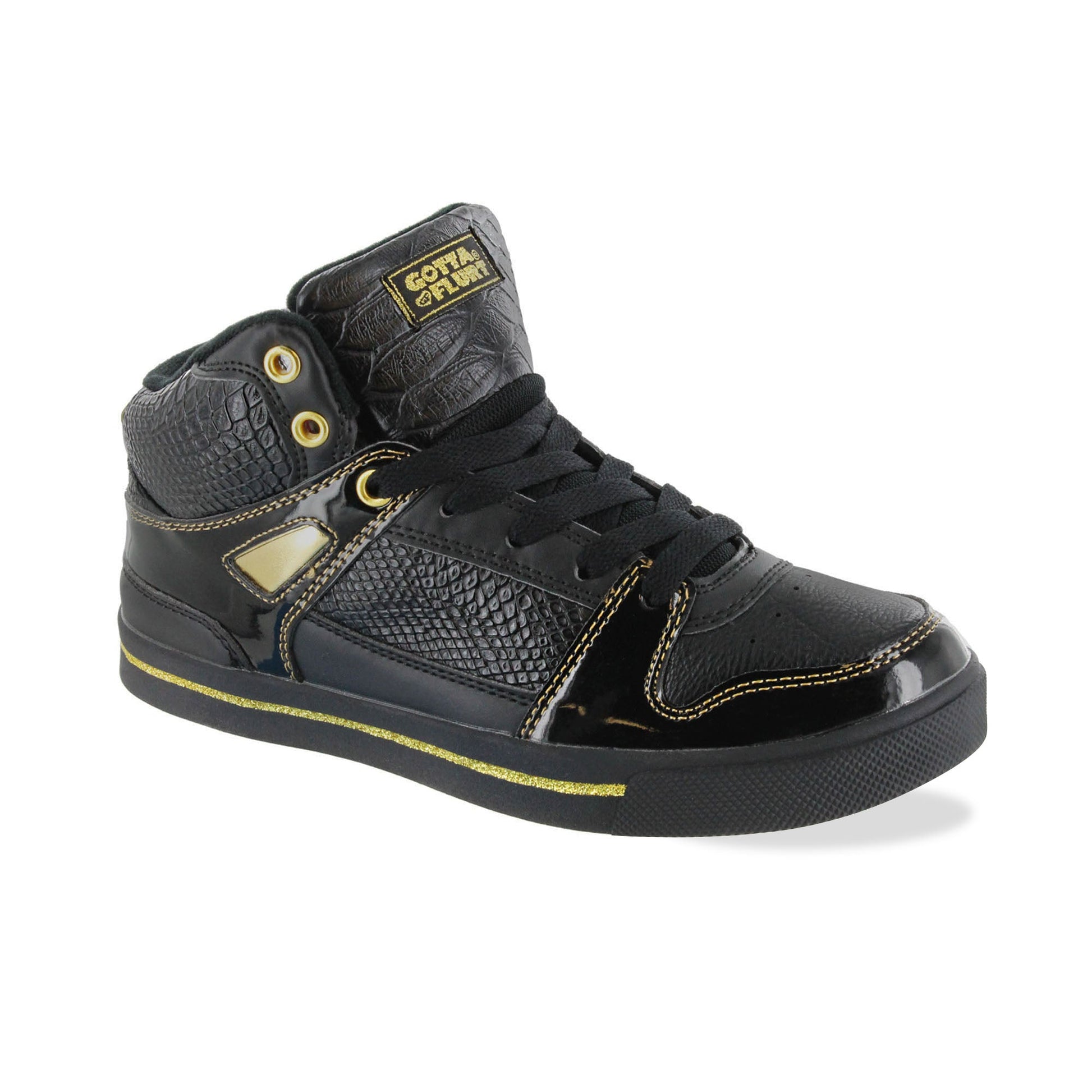 Gotta Flurt Women's Hip Hop 2 Black/Gold Hip Hop Fashion Sneaker.