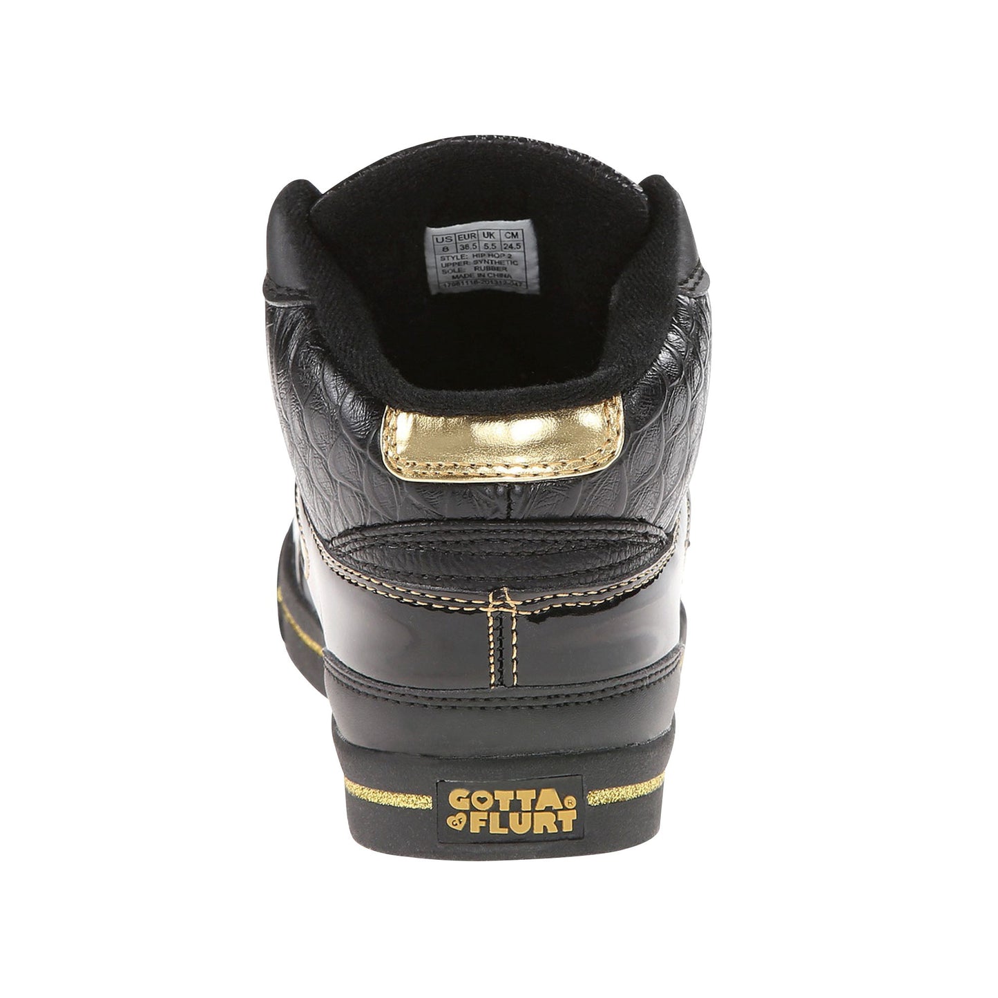 Gotta Flurt Women's Hip Hop 2 Black/Gold Hip Hop Fashion Sneaker.