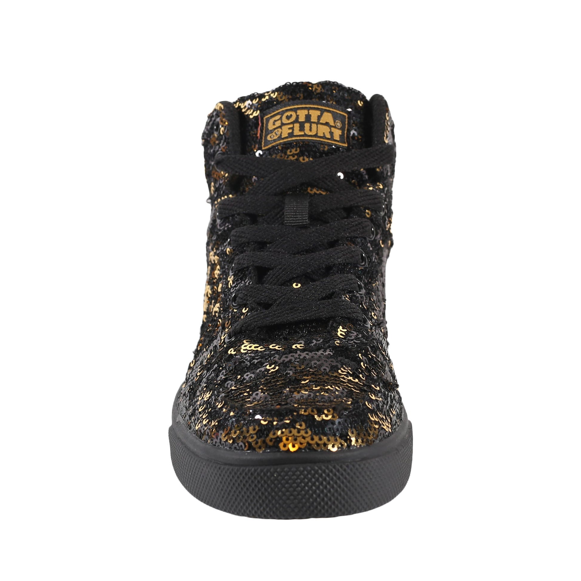 Gotta Flurt Women's Hip Hop II Black/Gold Sequin Fashion Sneaker.