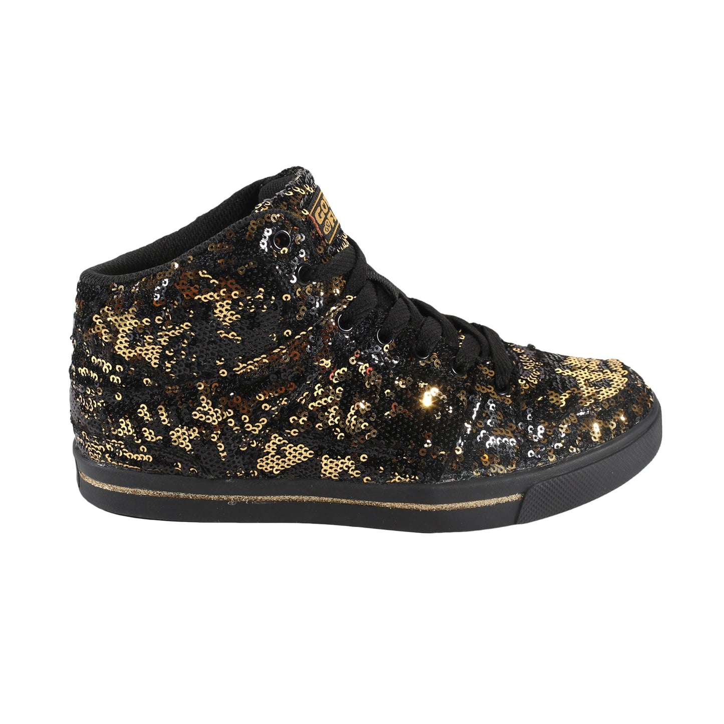 Gotta Flurt Women's Hip Hop II Black/Gold Sequin Fashion Sneaker.