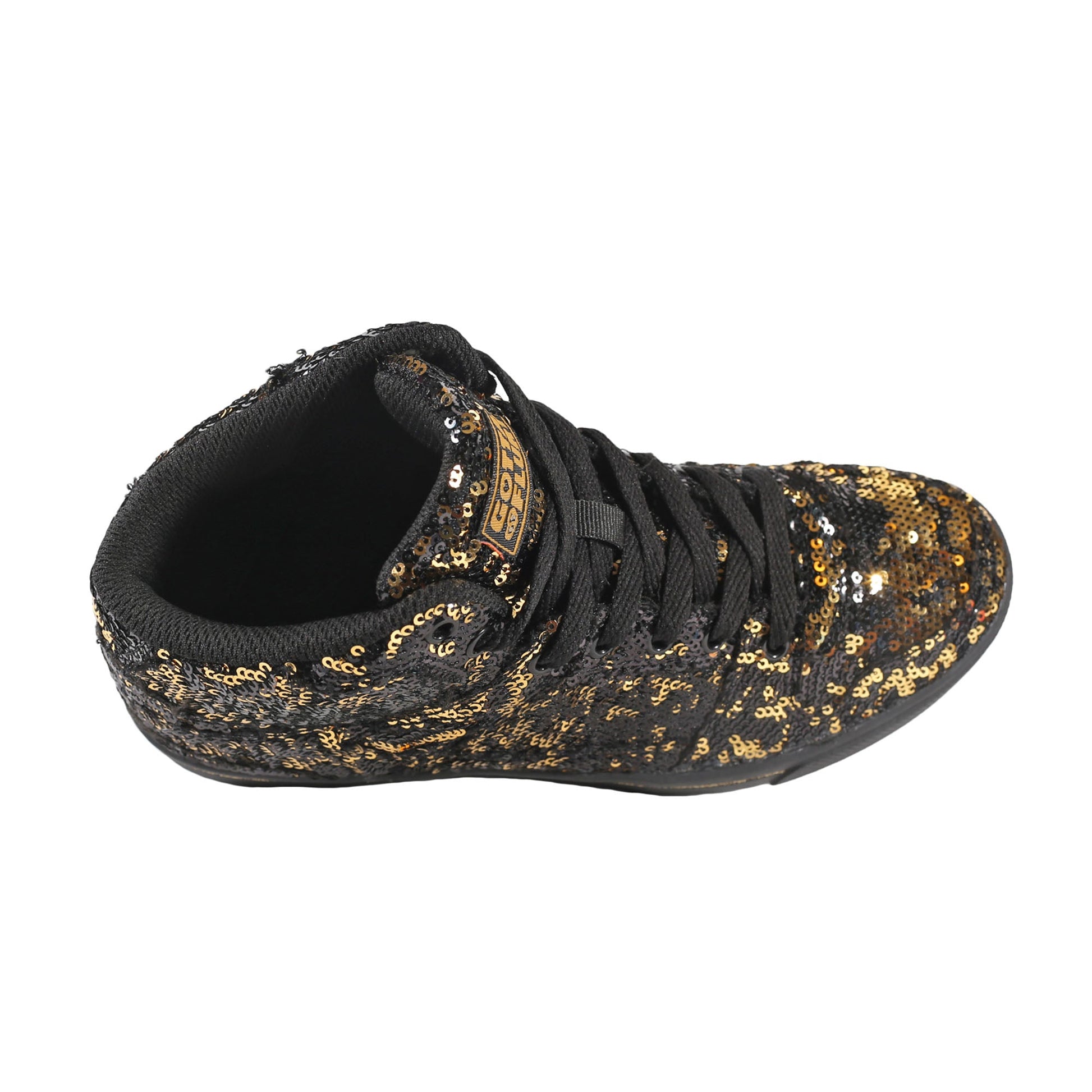 Gotta Flurt Women's Hip Hop II Black/Gold Sequin Fashion Sneaker.