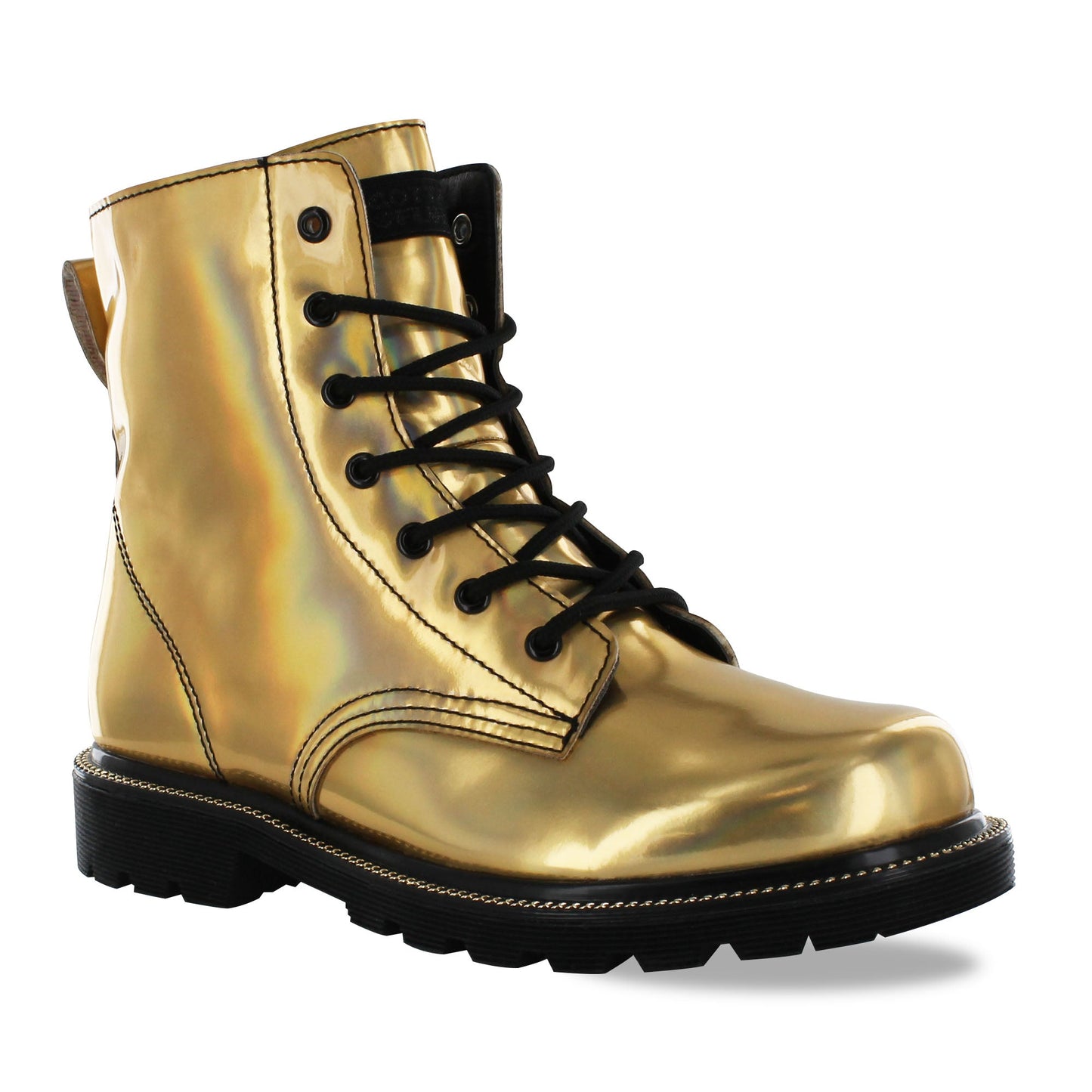 Gotta Flurt Women's Luna Gold Combat Boot.