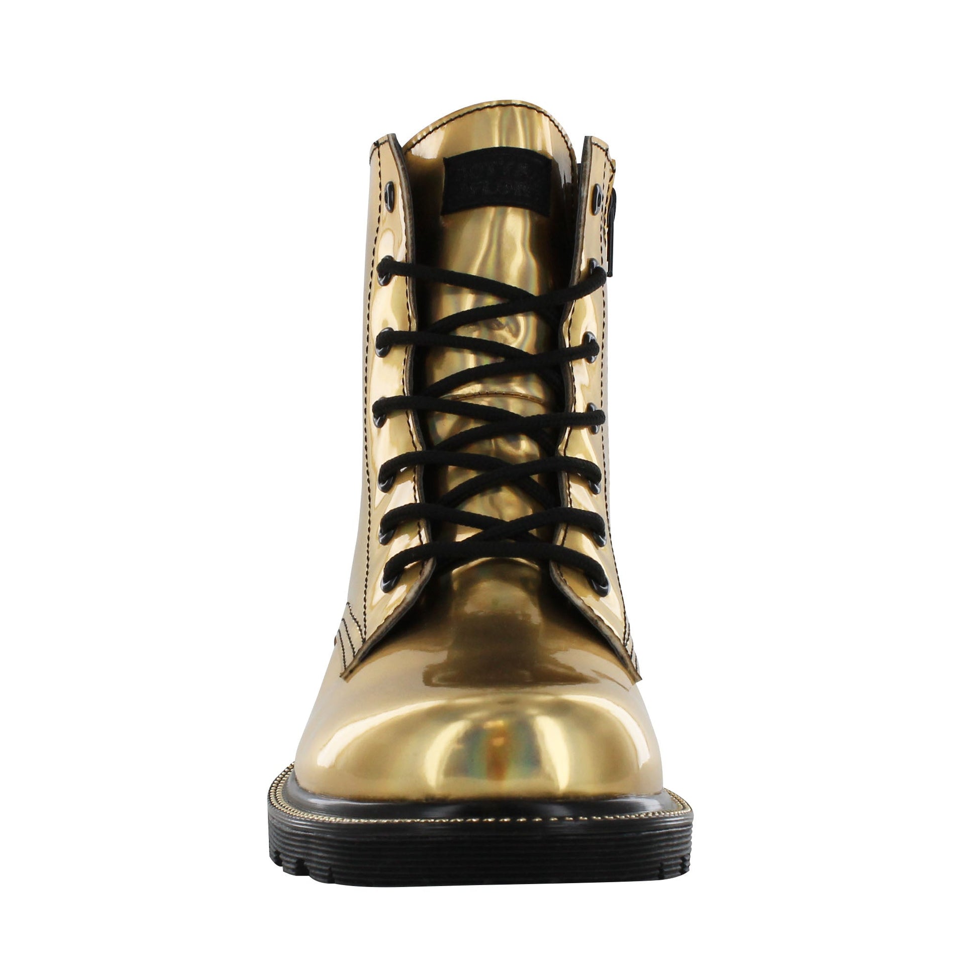 Gotta Flurt Women's Luna Gold Combat Boot.