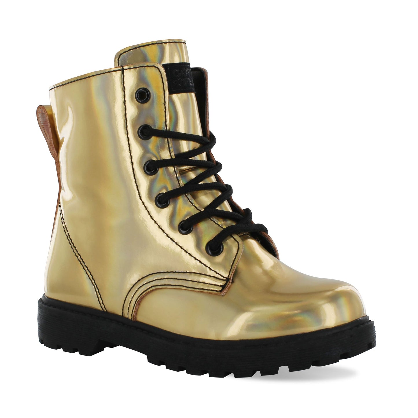 Gotta Flurt Girl's Luna Gold Combat Boot.