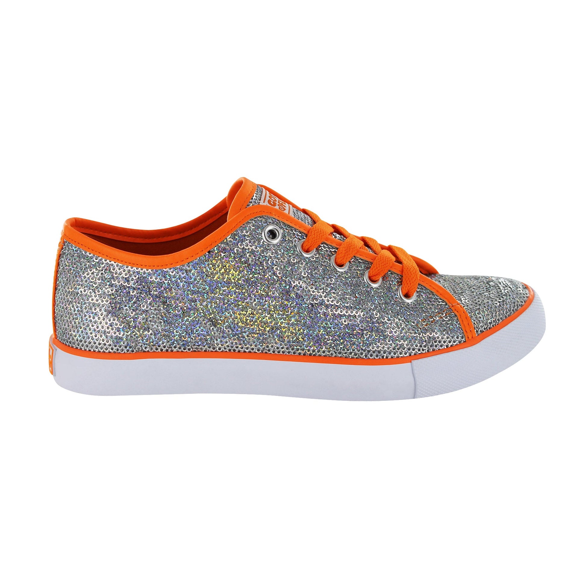 Gotta Flurt Women's Pizzazz Silver/Coral Sequin Dance Sneaker (BOGO1).