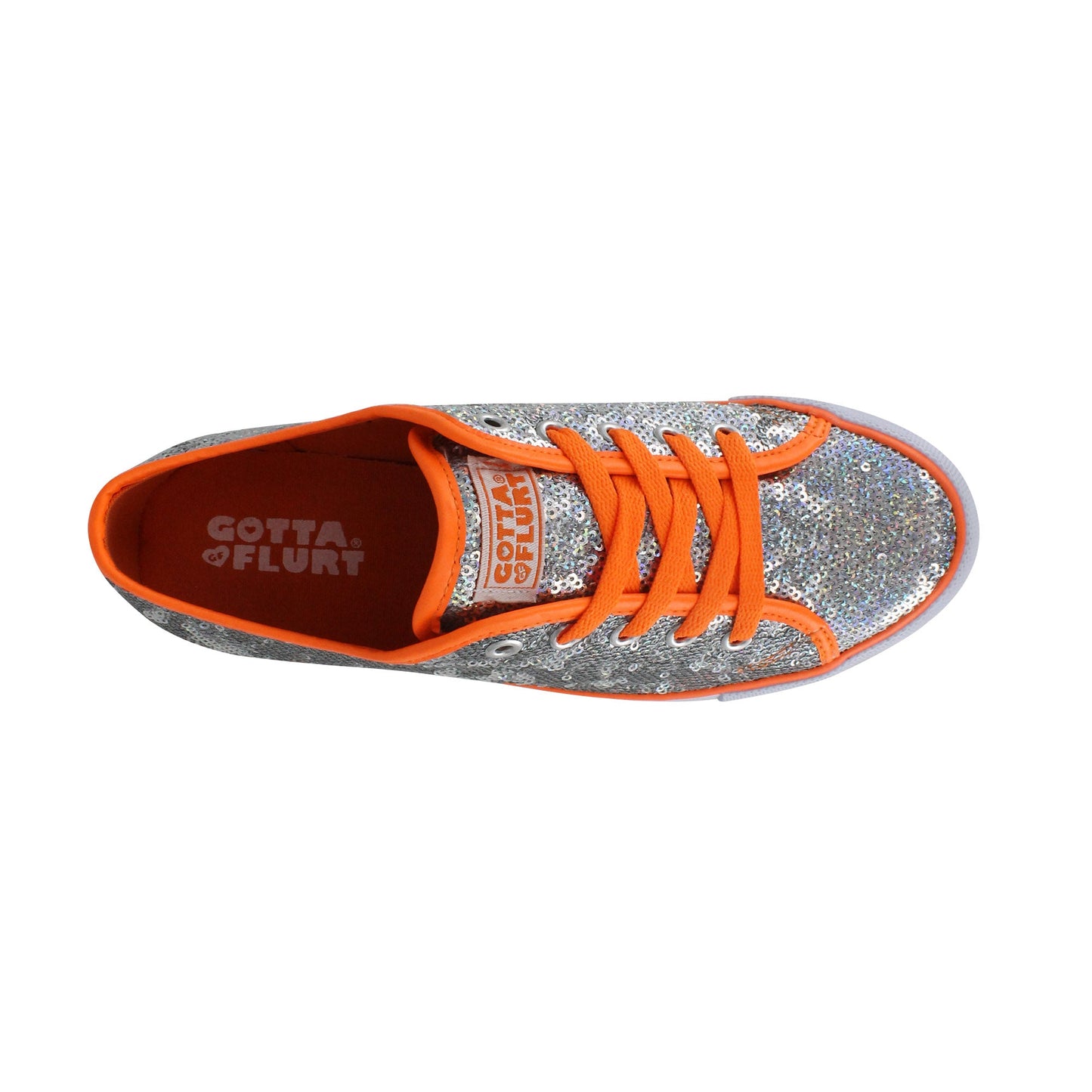 Gotta Flurt Women's Pizzazz Silver/Coral Sequin Dance Sneaker (BOGO1).