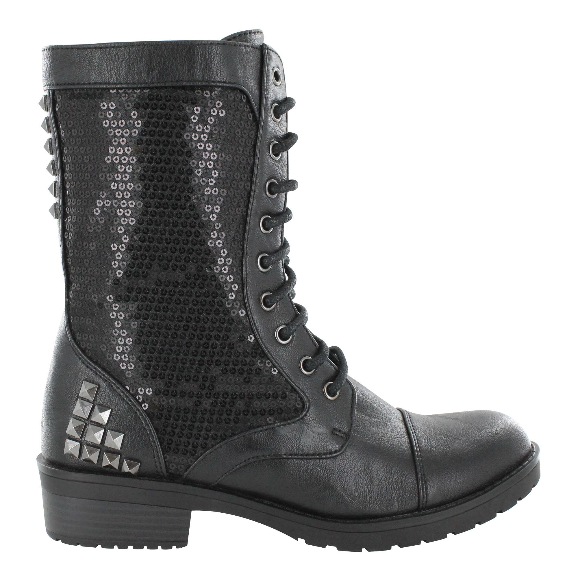 Black sparkly combat boots hotsell