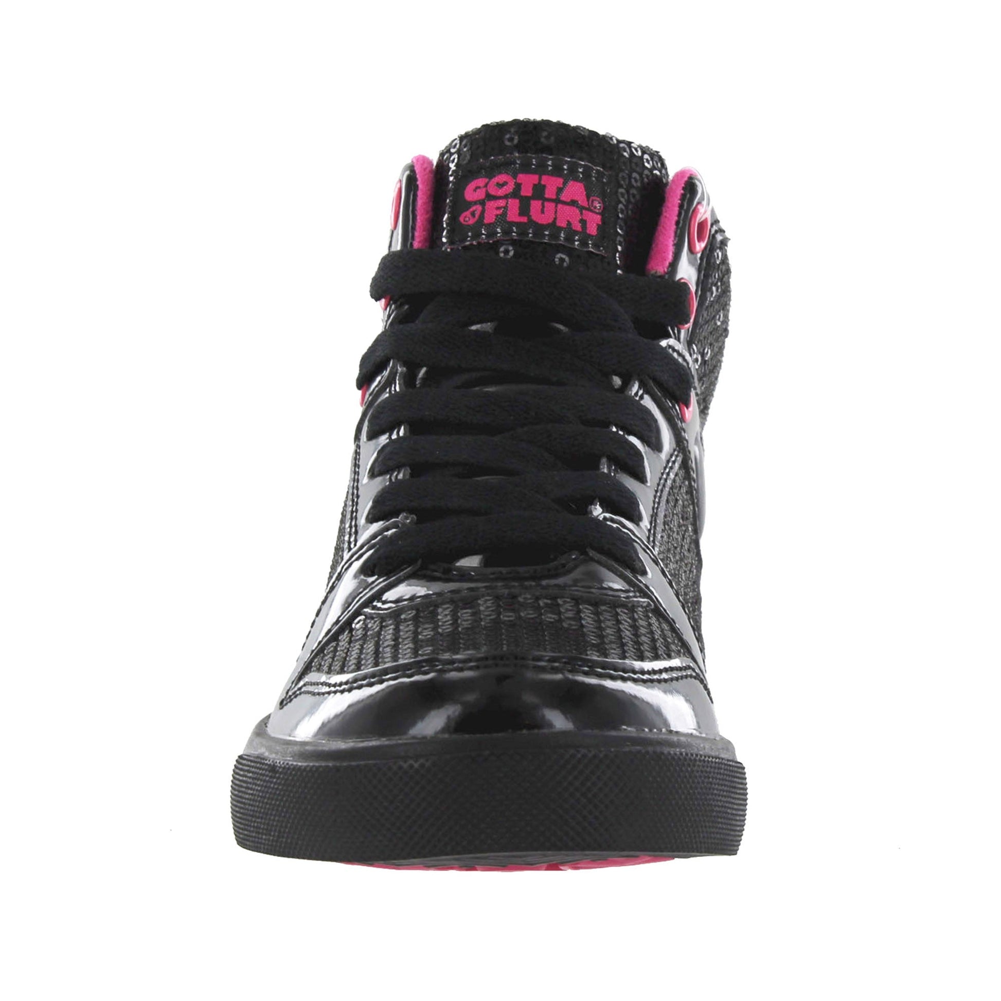 Gotta Flurt Women's Swerve Black Sequin Hip Hop Fashion Sneaker.