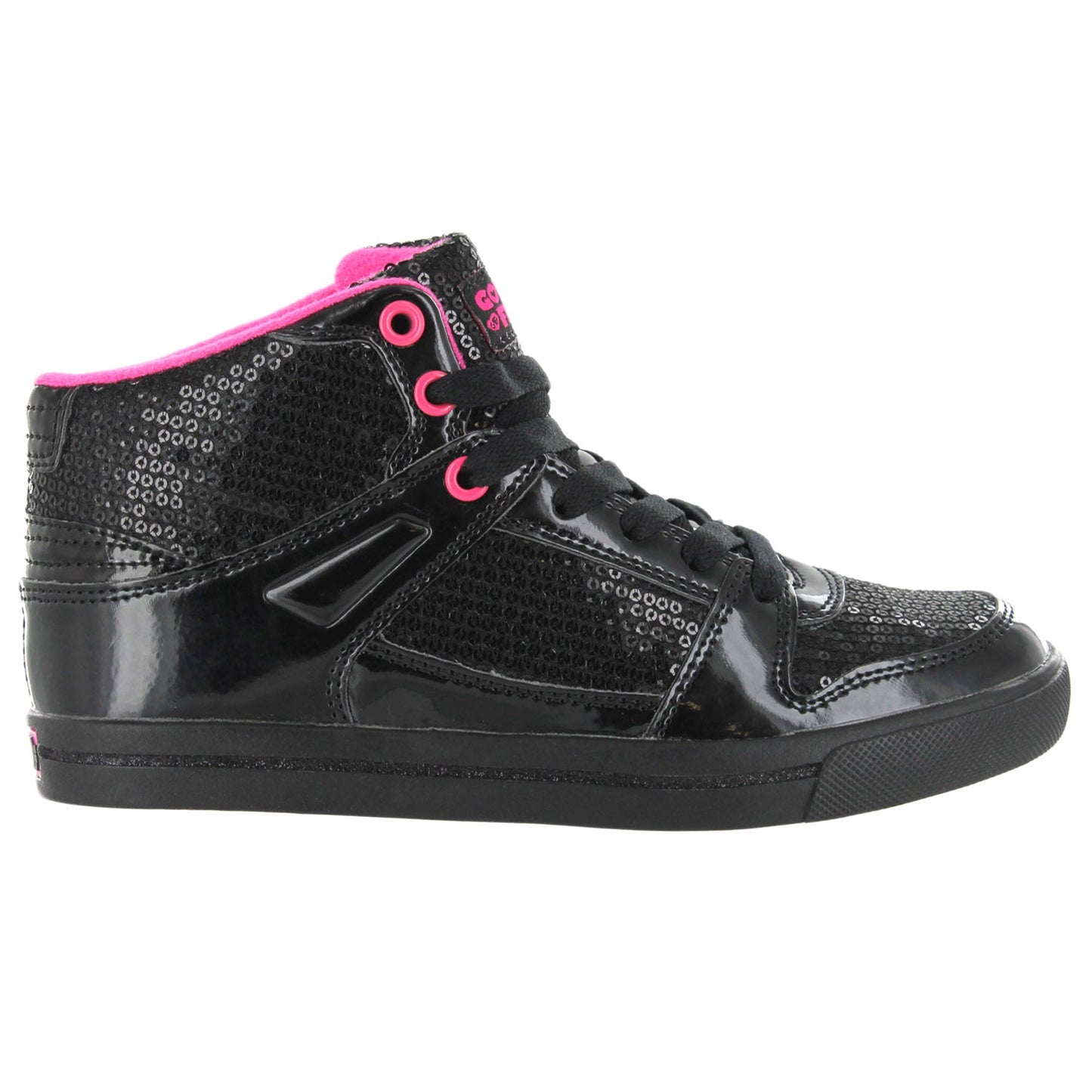 Gotta Flurt Women's Swerve Black Sequin Hip Hop Fashion Sneaker.