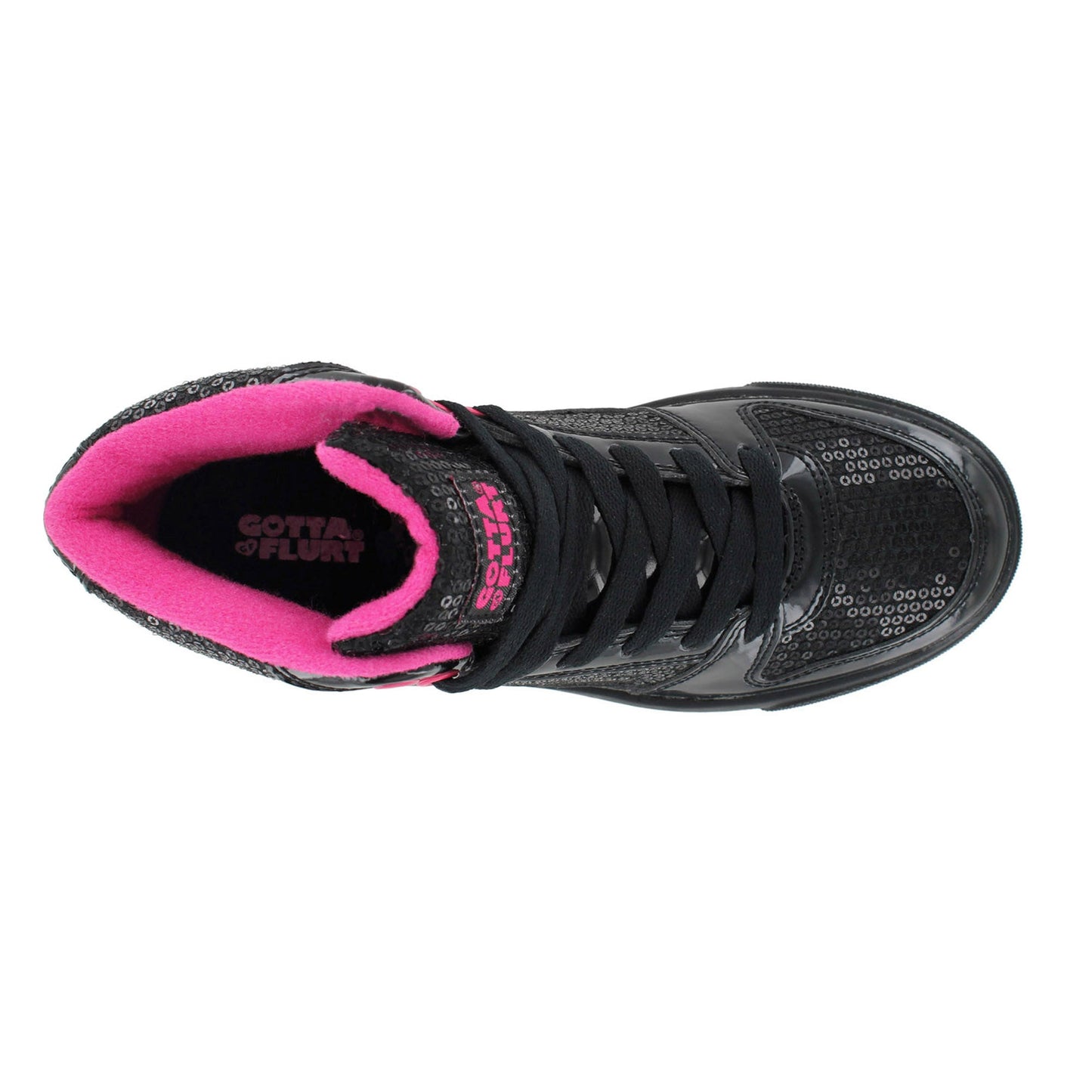 Gotta Flurt Women's Swerve Black Sequin Hip Hop Fashion Sneaker.