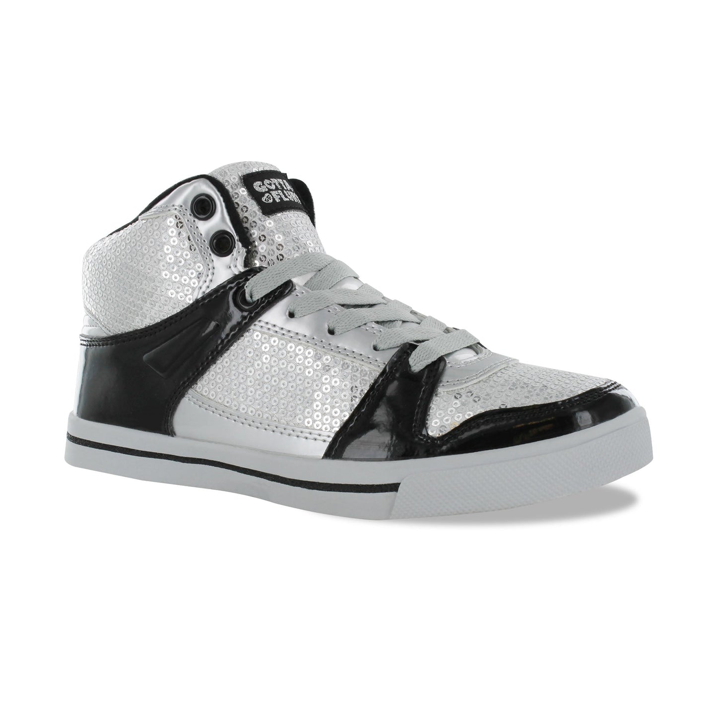 Gotta Flurt Women's Swerve Silver Sequin Hip Hop Fashion Sneaker.