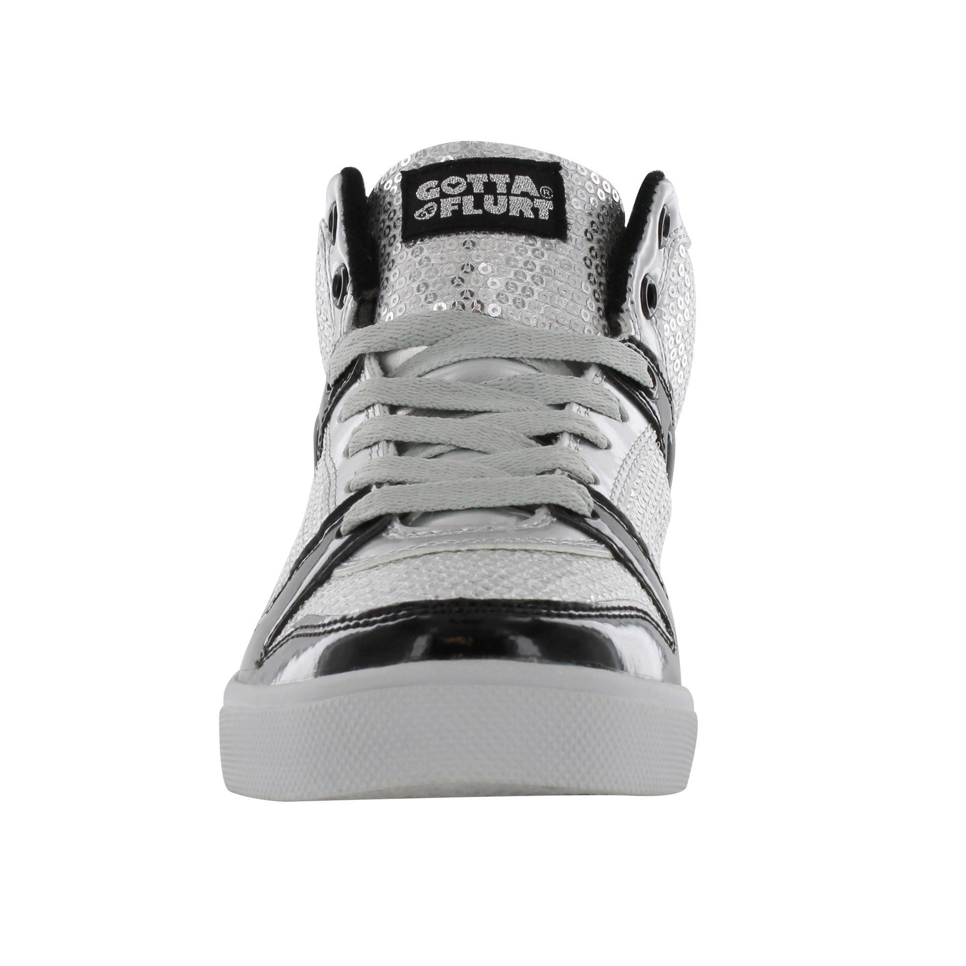 Gotta Flurt Women's Swerve Silver Sequin Hip Hop Fashion Sneaker.