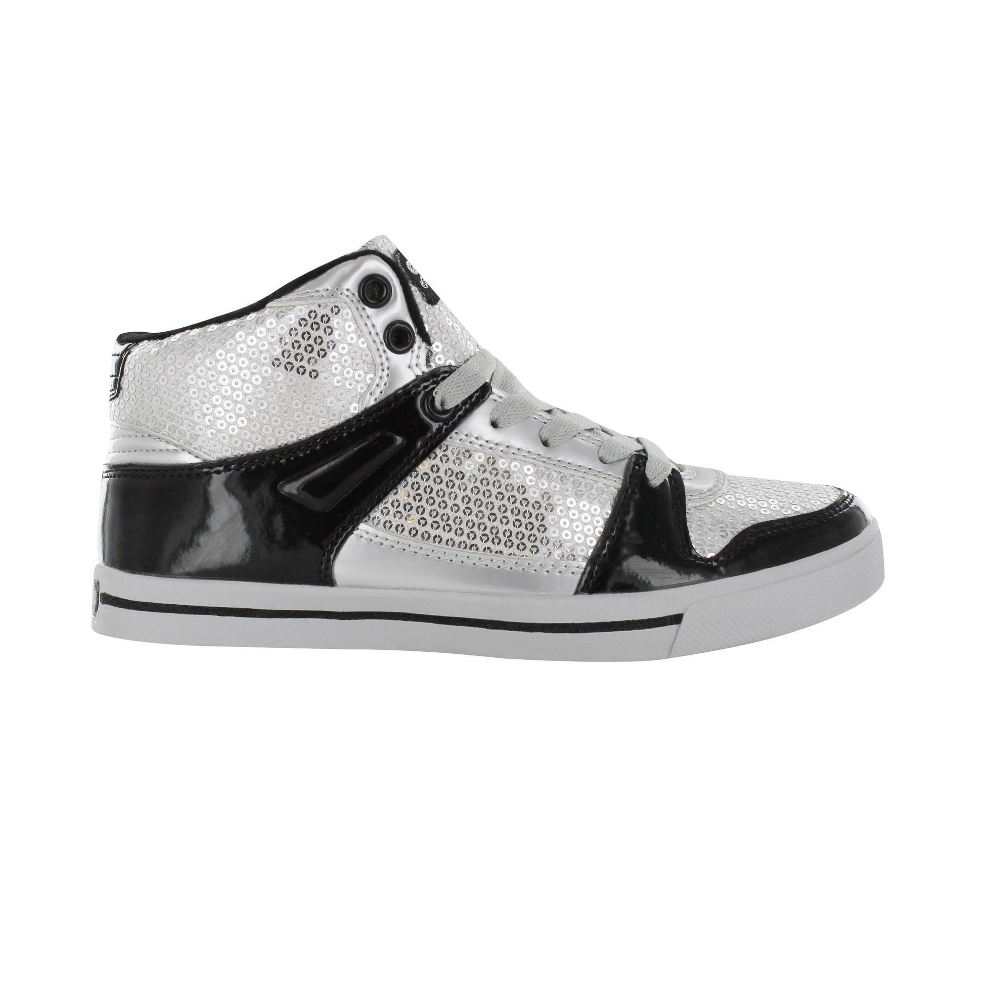 Gotta Flurt Women's Swerve Silver Sequin Hip Hop Fashion Sneaker.